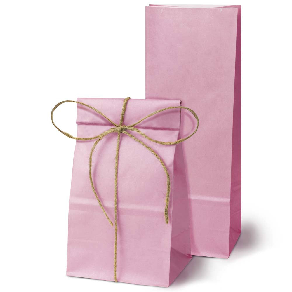 Torba papierowa klockowa 100x70x280mm Różowa