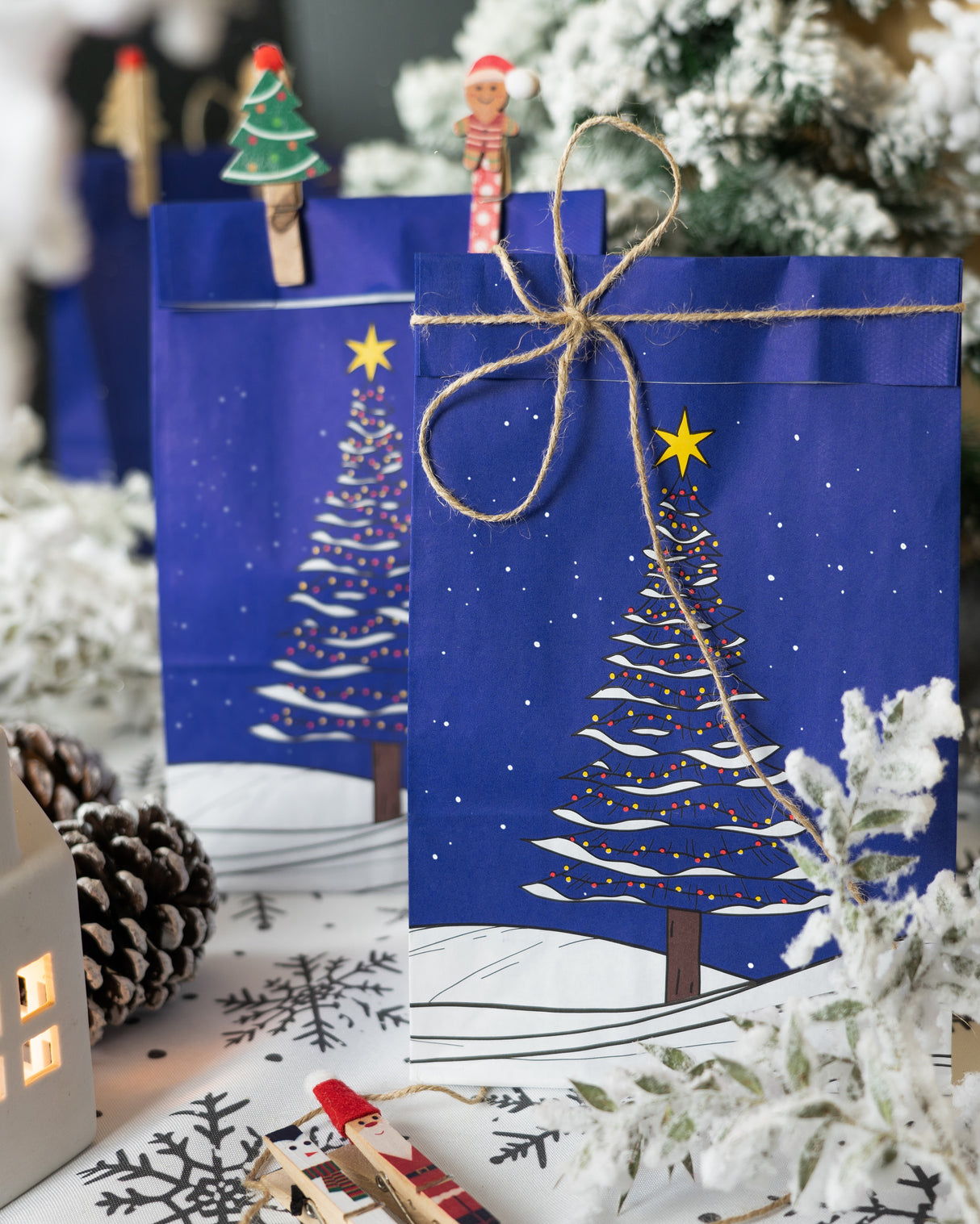 Torba papierowa świąteczna 160x80x270mm Choinka