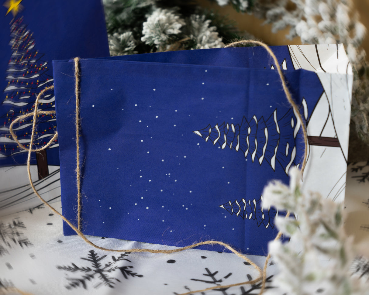 Torba papierowa świąteczna 160x80x270mm Choinka