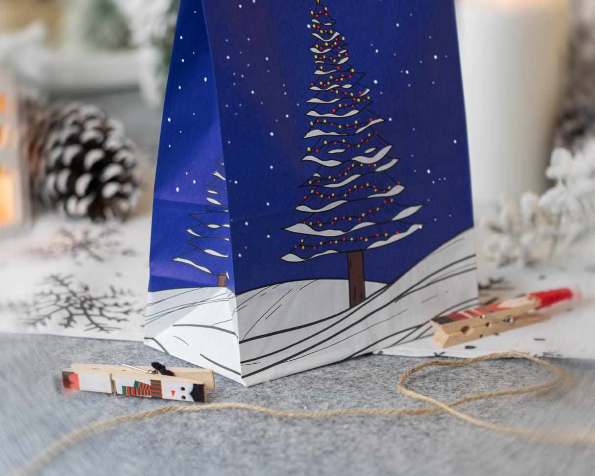 Torba papierowa świąteczna 160x80x270mm Choinka