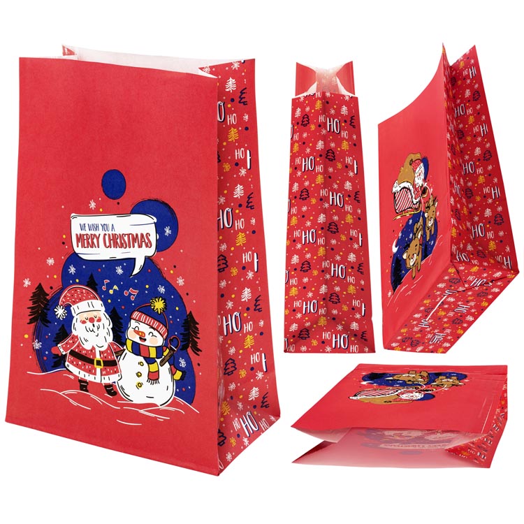 Torba papierowa świąteczna 160x80x270mm Mikołaj i Bałwan