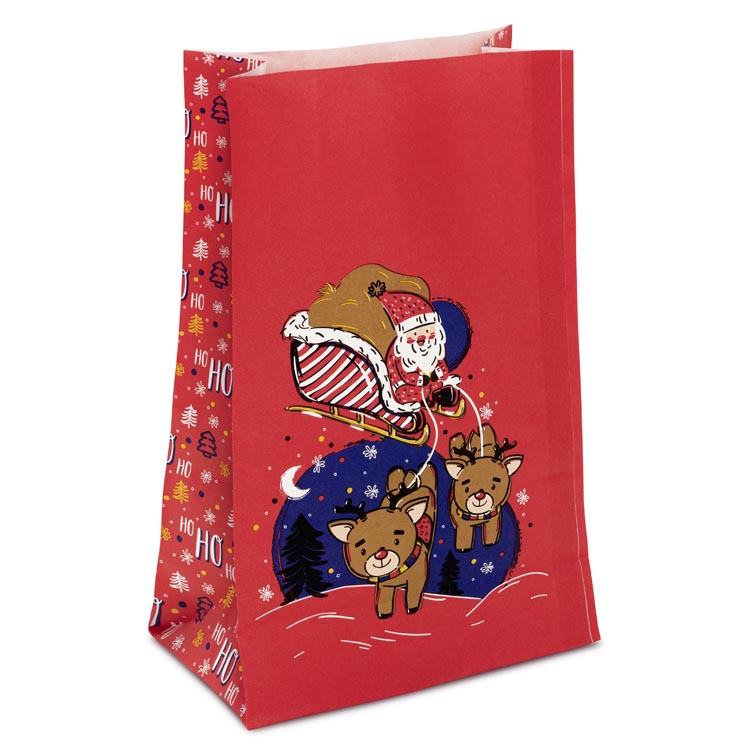 Torba papierowa świąteczna 160x80x270mm Mikołaj i Bałwan