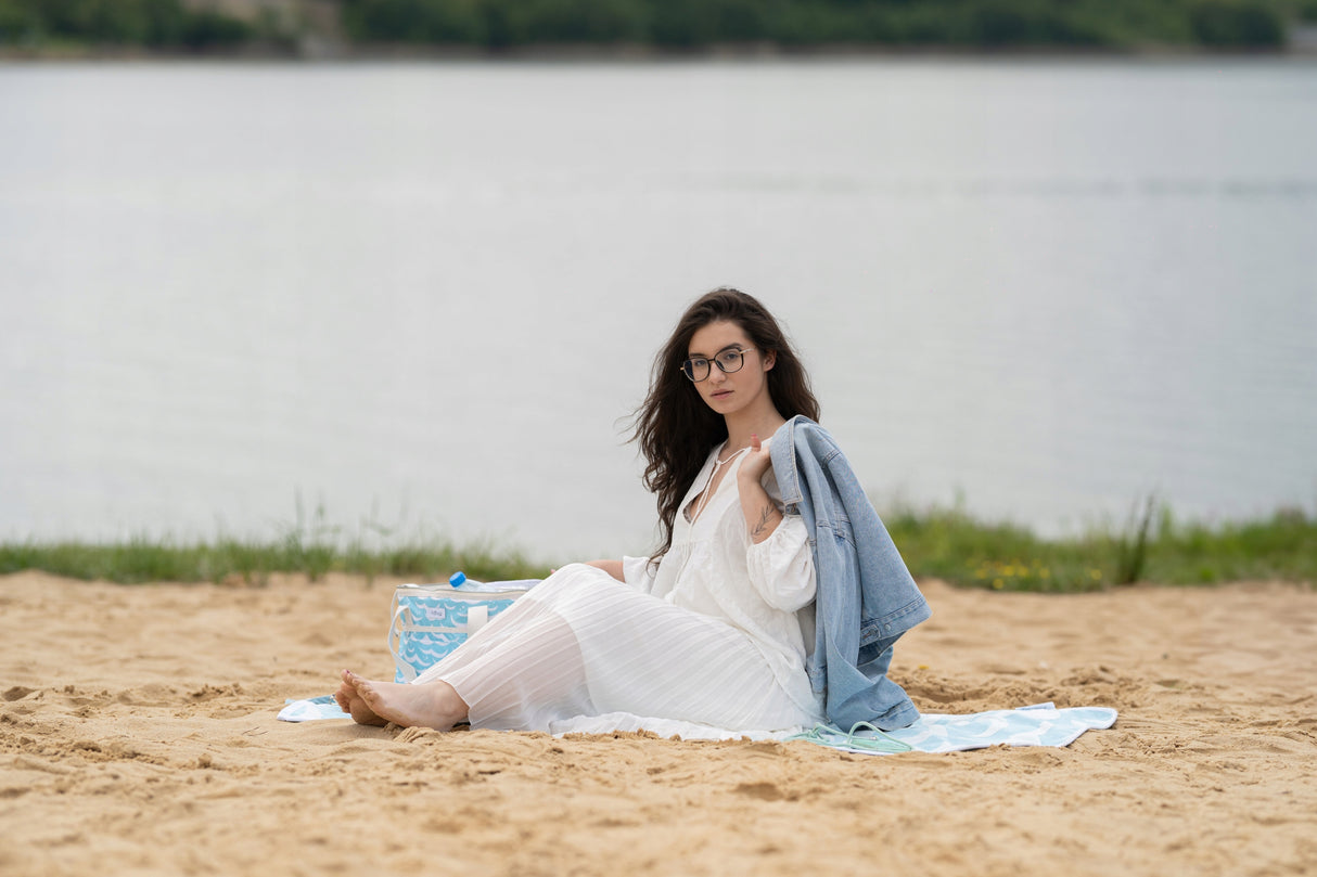 Torba ręcznik 2w1 Niebieska 87x150cm