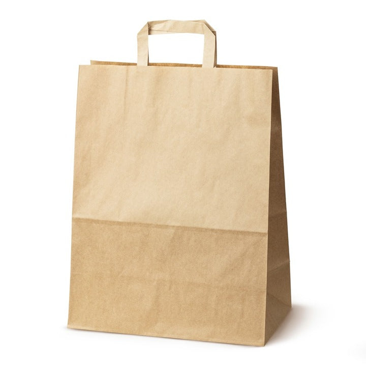 Torba papierowa z uchwytem płaskim 320x140x420mm Brązowa