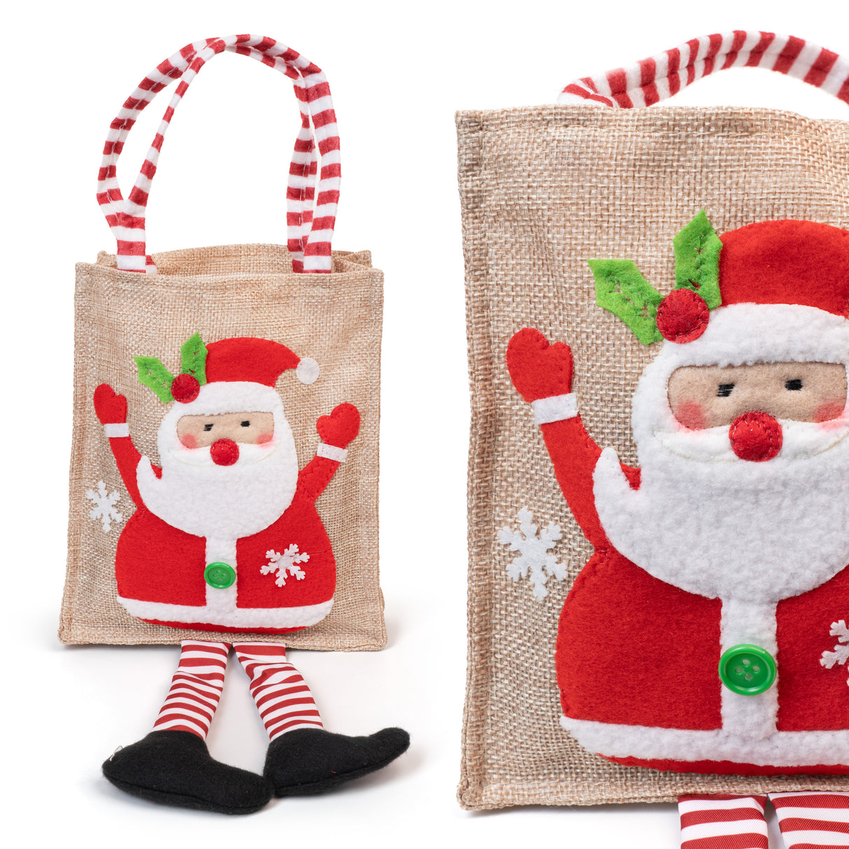 Torba świąteczna jutowa z Mikołajem