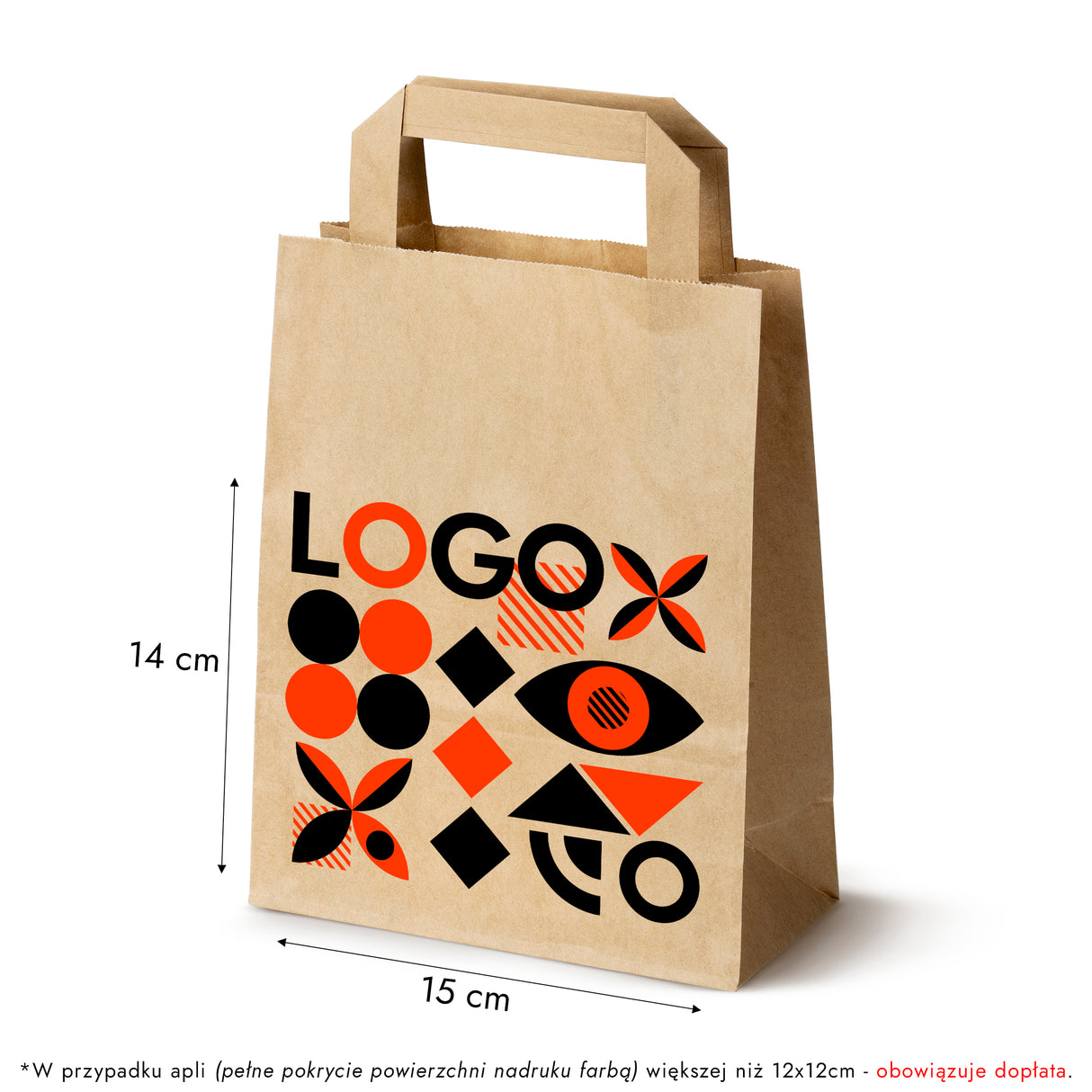 Torba papierowa 180x80x230mm z nadrukiem Brązowa od 50 szt.