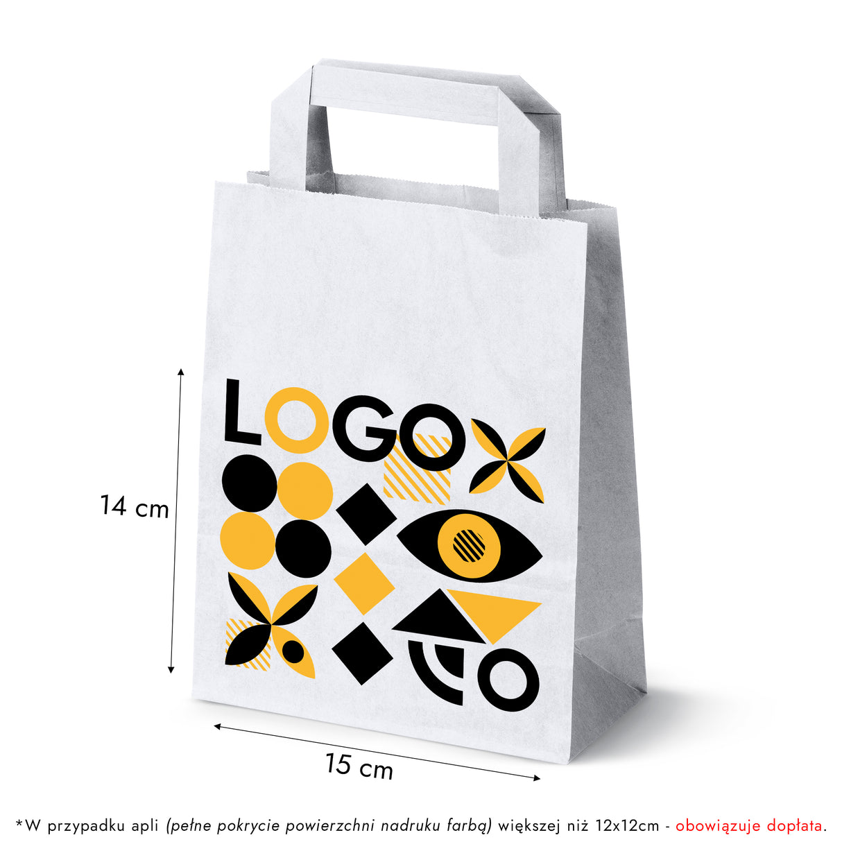 Torba papierowa 180x80x230mm z nadrukiem Biała od 50 szt.