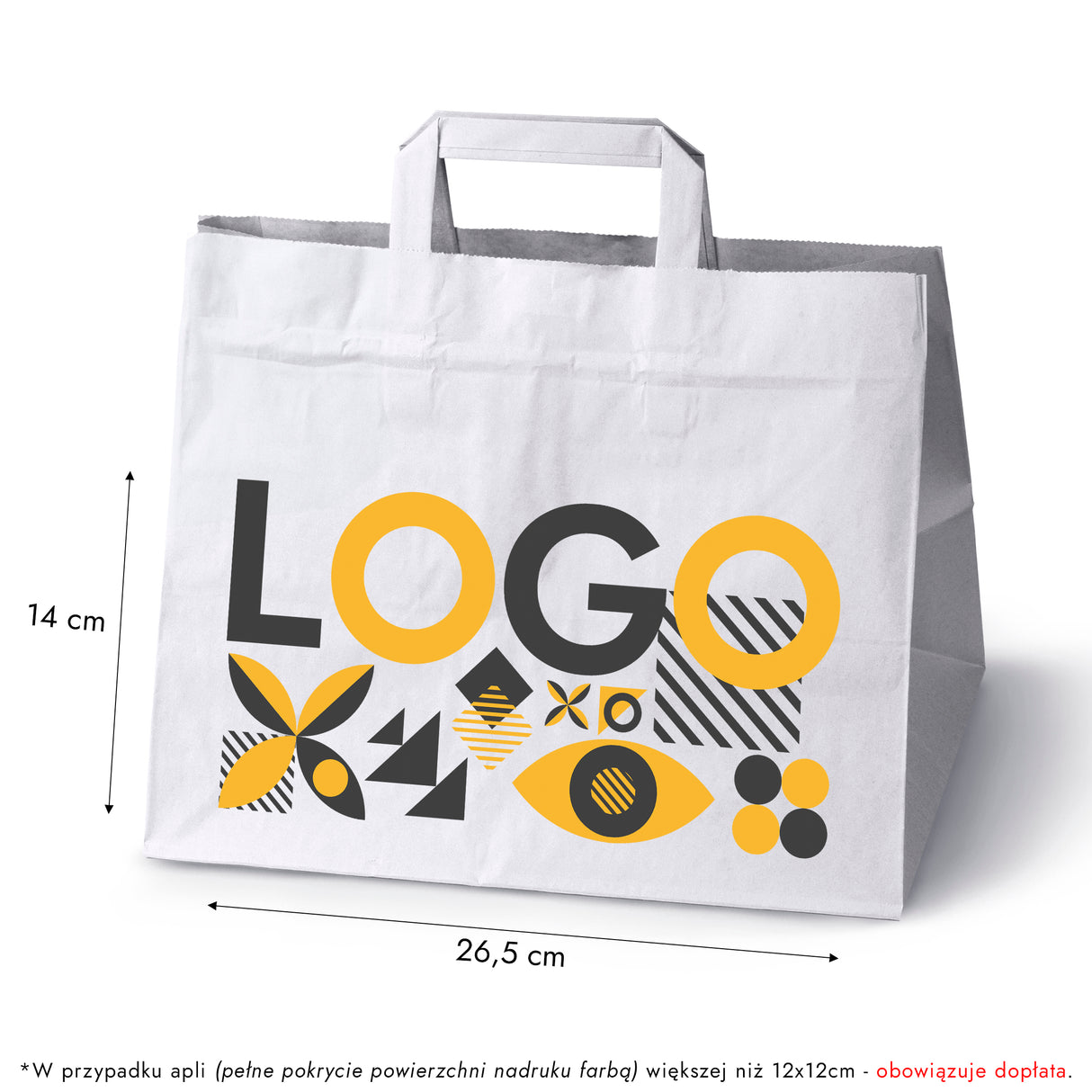 Torba papierowa 320x220x245mm z nadrukiem Biała od 50 szt.