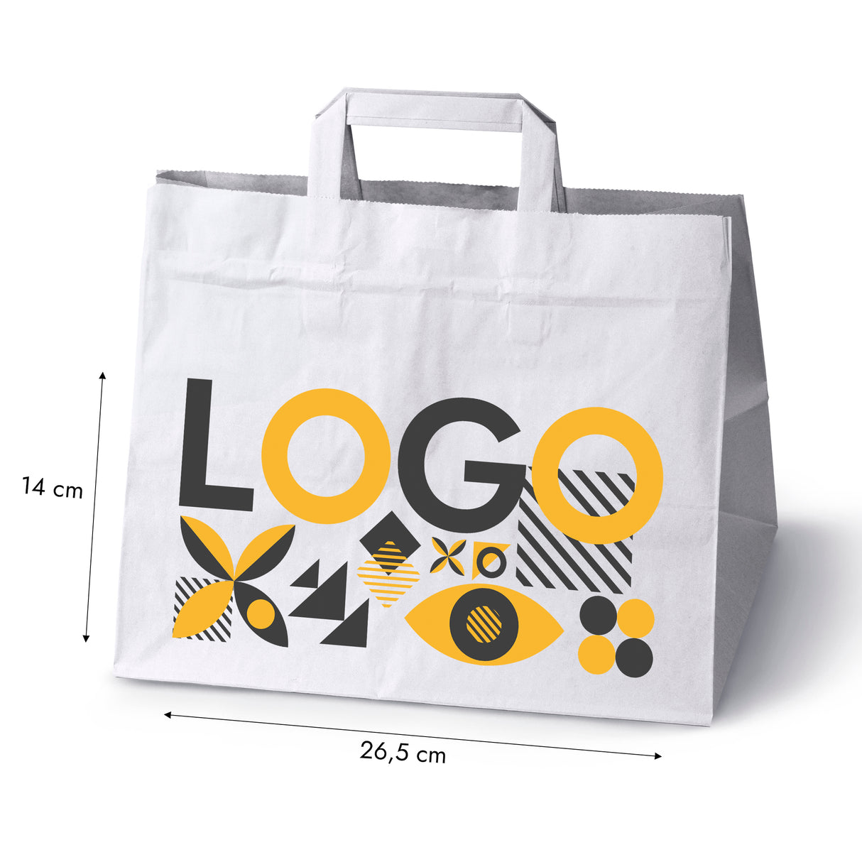 Torba papierowa 320x220x245mm z nadrukiem Biała od 50 szt.