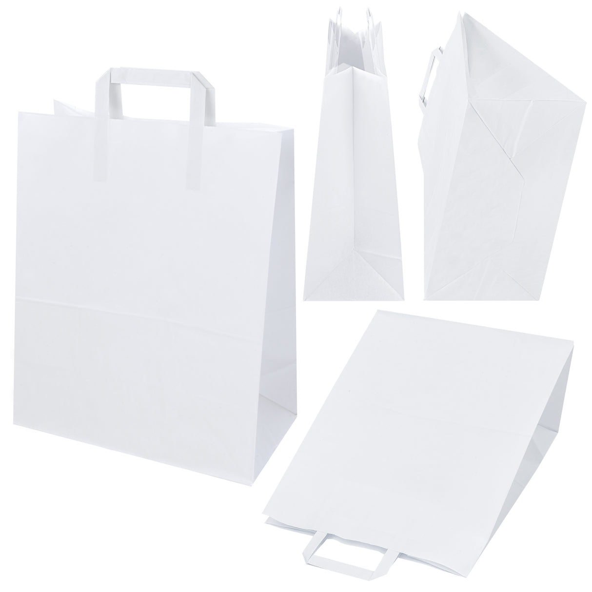 Torba papierowa z uchwytem płaskim 320x160x390mm Biała