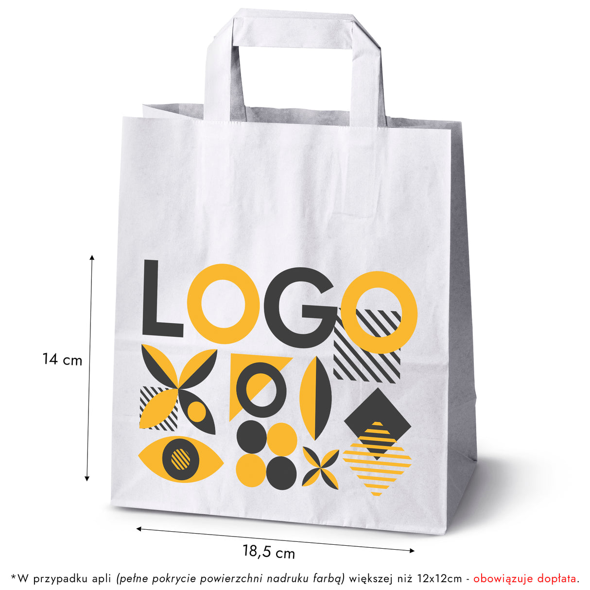 Torba papierowa 220x110x245mm z nadrukiem Biała od 50 szt.