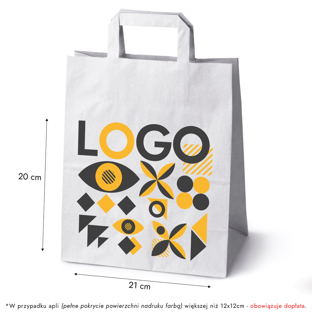 Torba papierowa 260x140x300mm z nadrukiem Biała od 50 szt.