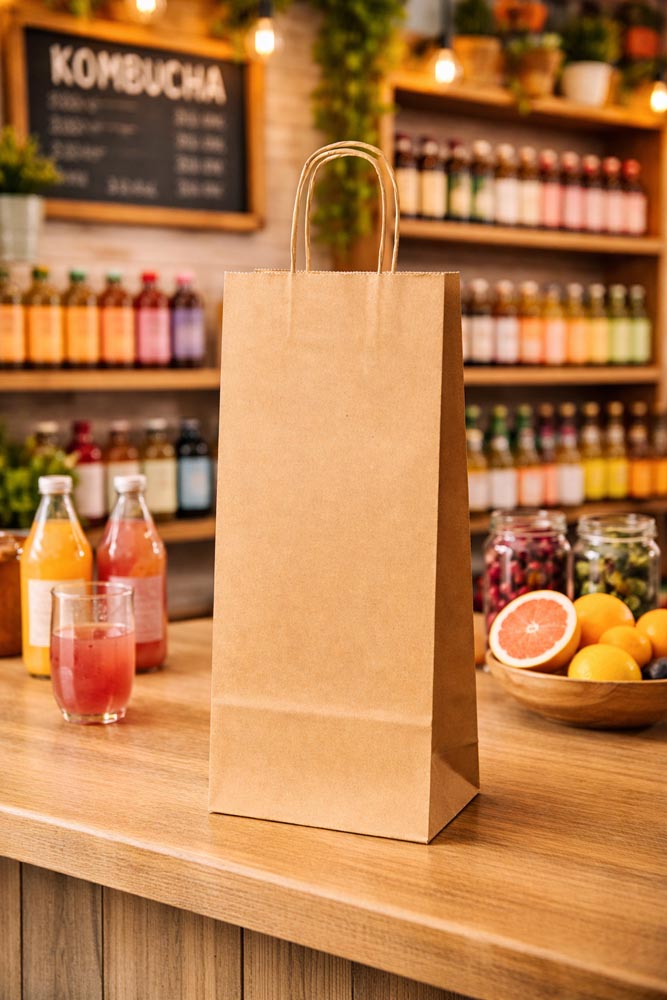 Torba Papierowa z Uchwytem Skręcanym 160x90x390mm Brązowa