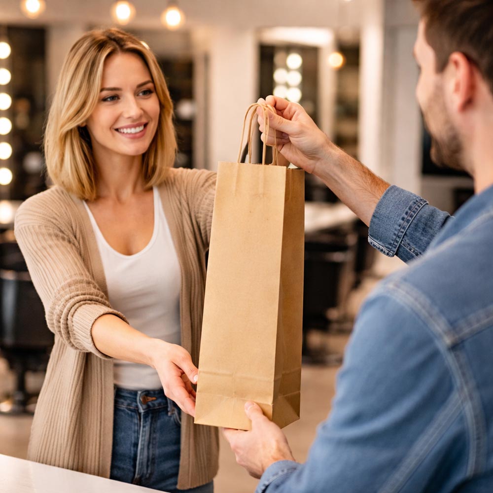 Torba Papierowa z Uchwytem Skręcanym 160x90x390mm Brązowa