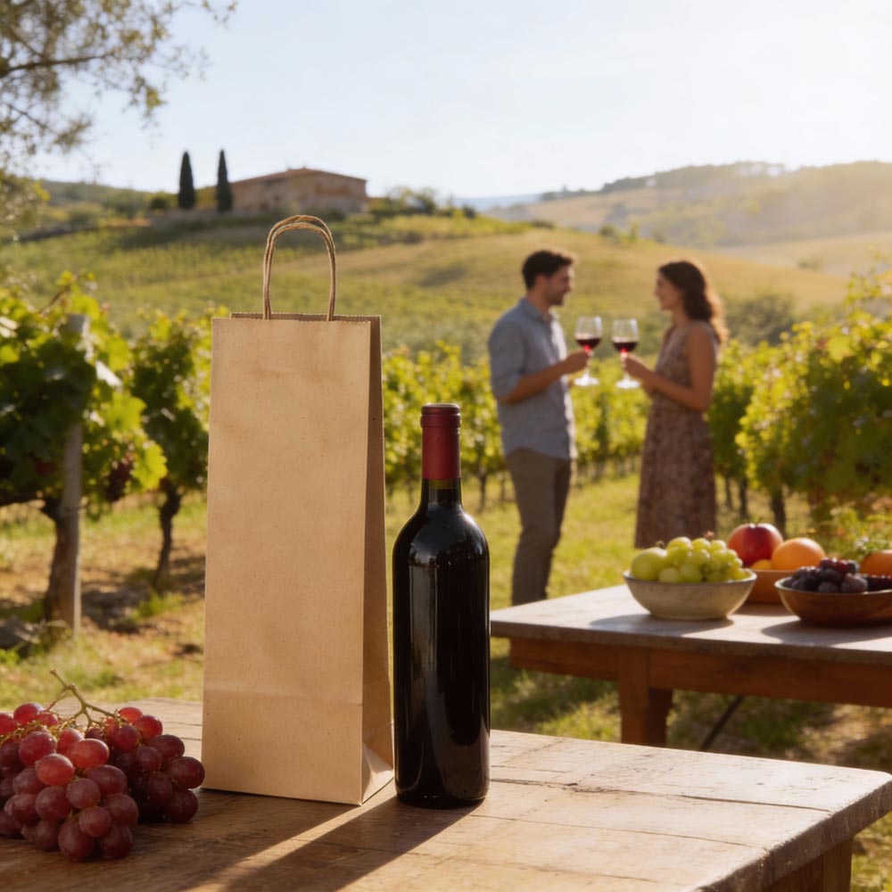 Torba Papierowa z Uchwytem Skręcanym 160x90x390mm Brązowa