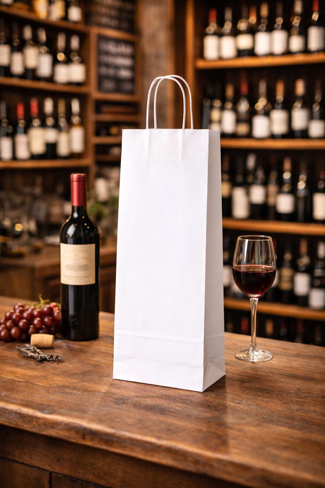 Torba Papierowa z Uchwytem Skręcanym 160x90x390mm Biała