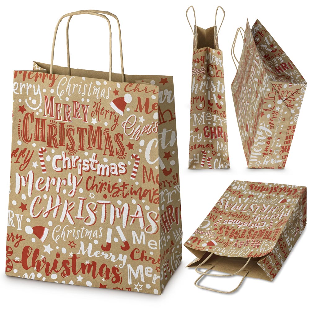 Torba papierowa świąteczna 240x100x320mm Merry Christmas