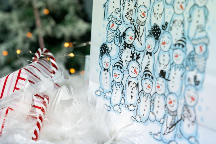 Torba papierowa świąteczna 240x100x320mm Bałwanki