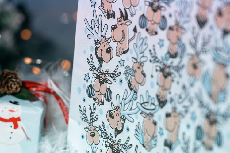 Torba papierowa świąteczna 240x100x320mm Renifery