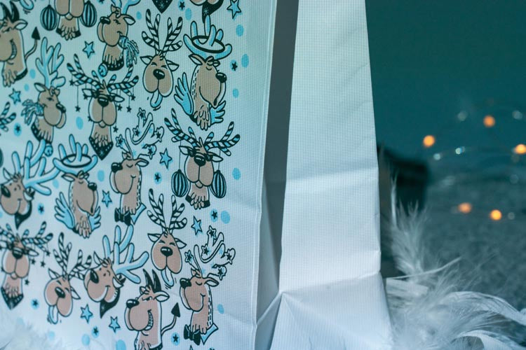 Torba papierowa świąteczna 240x100x320mm Renifery