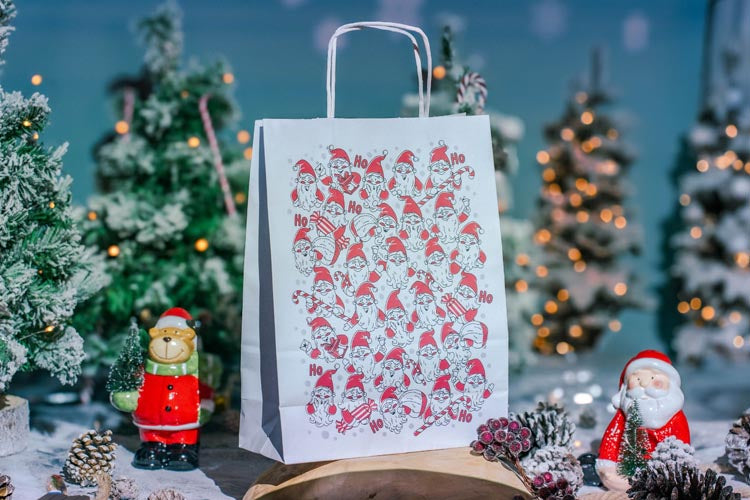 Torba papierowa świąteczna 240x100x320mm Mikołaje