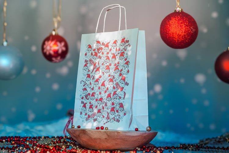 Torba papierowa świąteczna 240x100x320mm Mikołaje