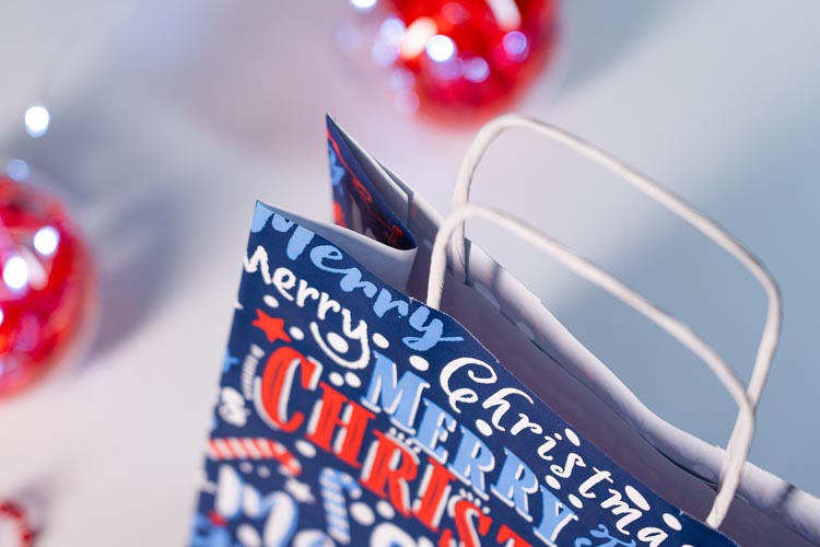 Torba papierowa świąteczna 240x100x320mm Granatowa Merry Christmas