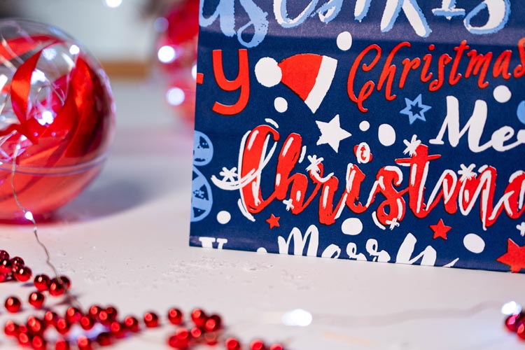 Torba papierowa świąteczna 240x100x320mm Granatowa Merry Christmas