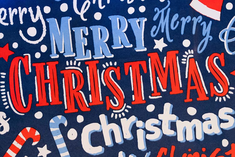 Torba papierowa świąteczna 240x100x320mm Granatowa Merry Christmas