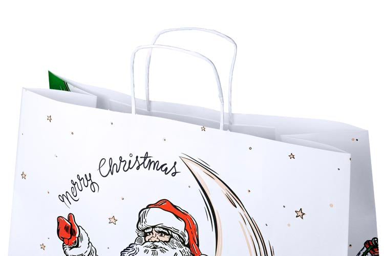 Torba papierowa świąteczna 400x180x390 mm Mikołaj i Elf