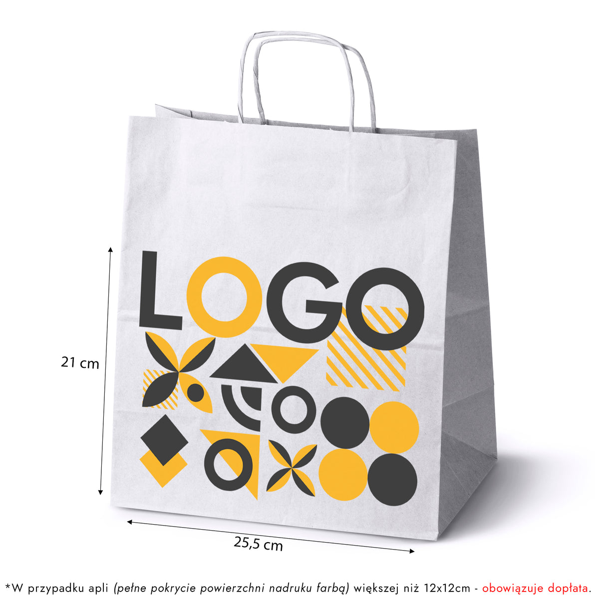 Torba papierowa 305x170x340mm z nadrukiem Biała od 50 szt.