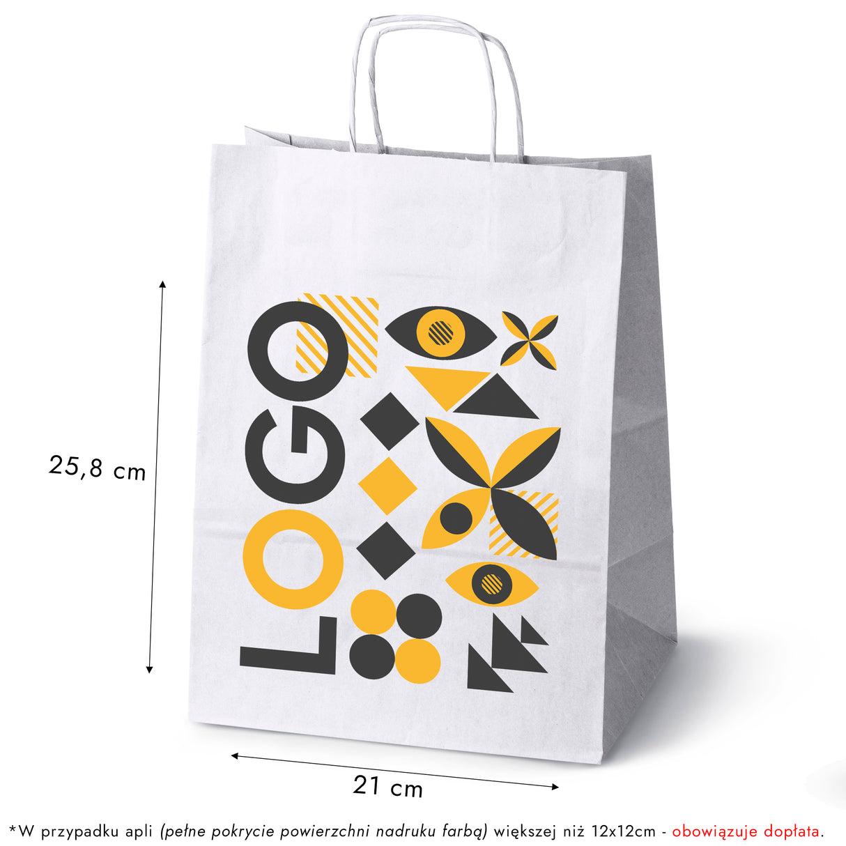 Torba papierowa 305x170x425mm z nadrukiem Biała od 50 szt.