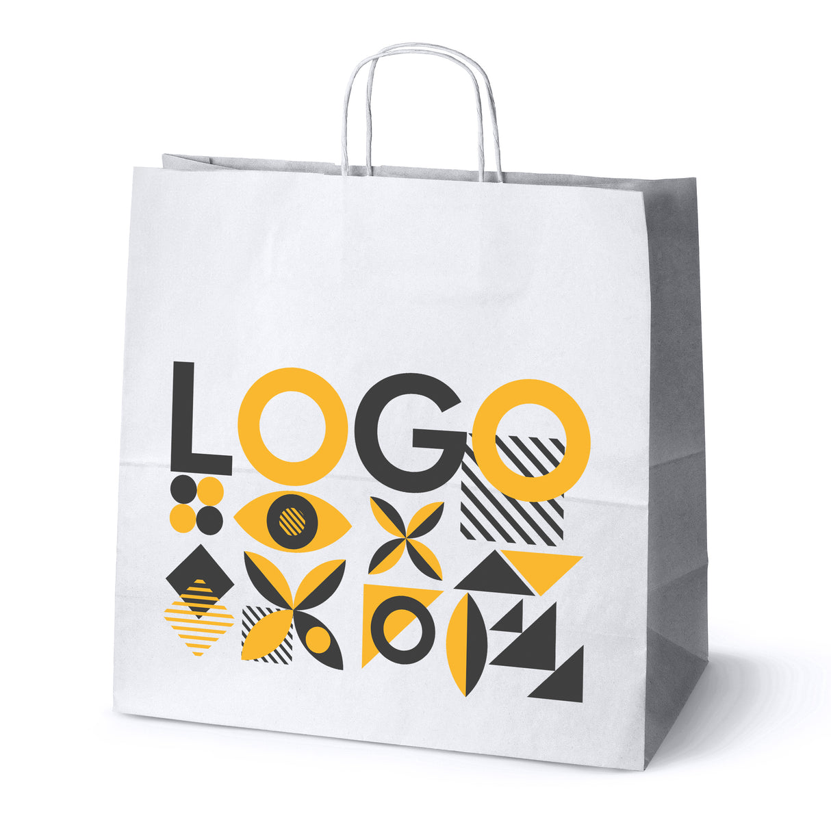 Torba papierowa 400x180x390mm z nadrukiem Biała 50 szt.