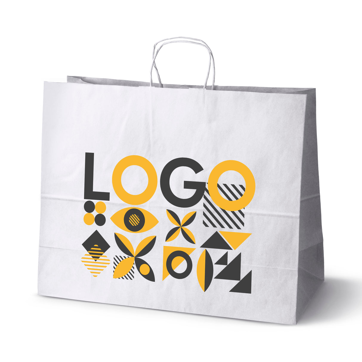 Torba papierowa 500x180x390mm z nadrukiem Biała 50 szt.