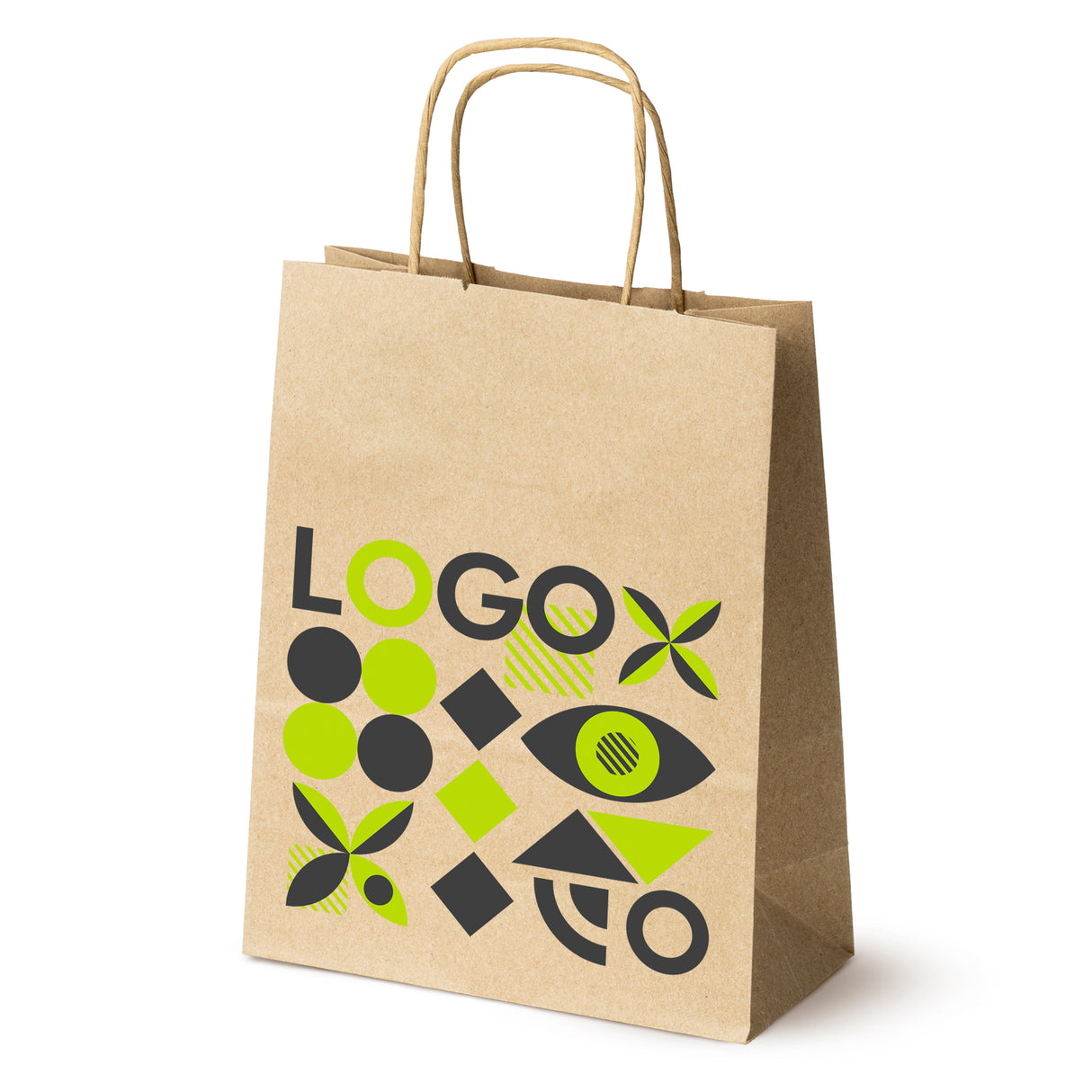 Pungă de hârtie imprimată 180x80x225mm BRONZ din 50 buc.