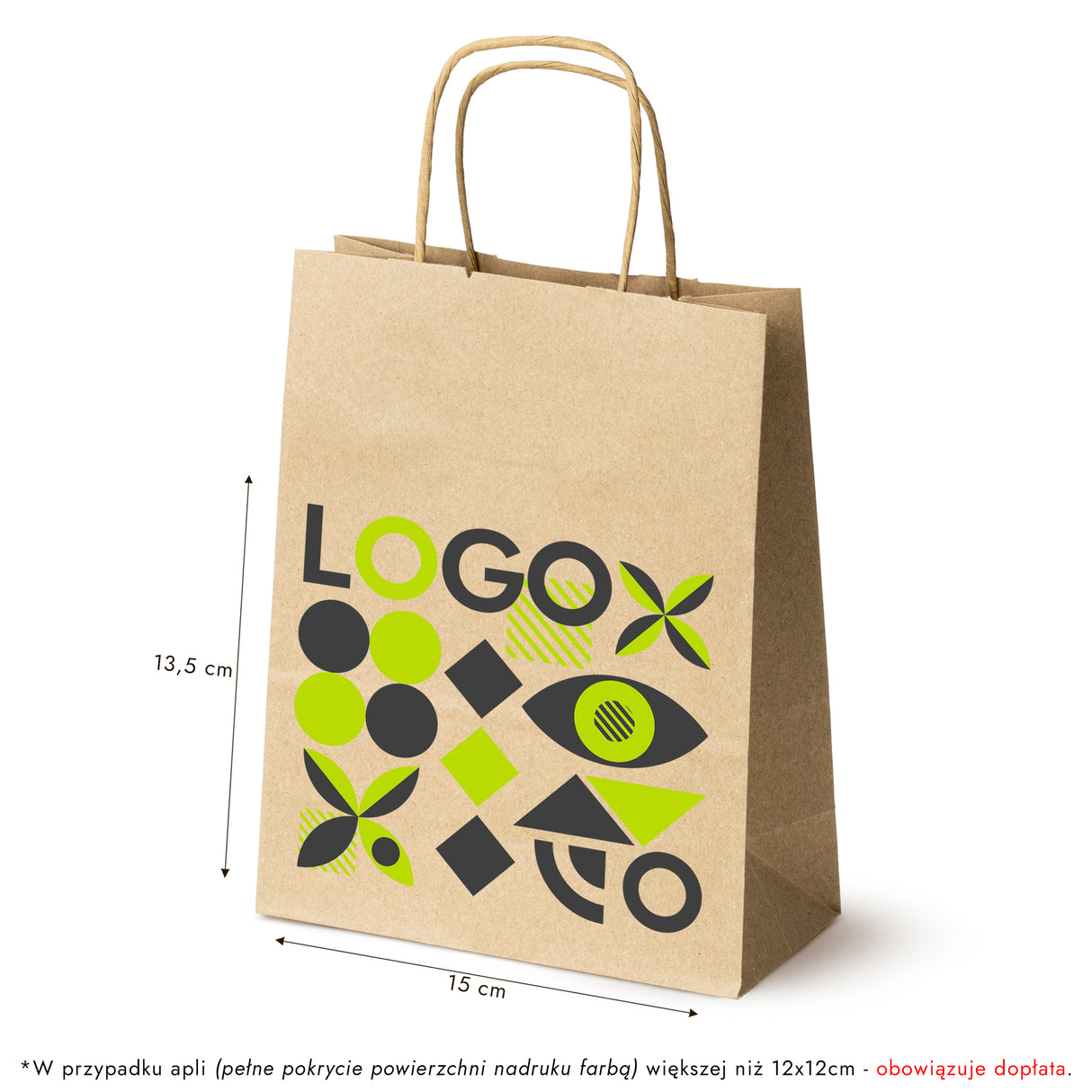 Torba papierowa 180x80x225mm z nadrukiem Brązowa od 50 szt.