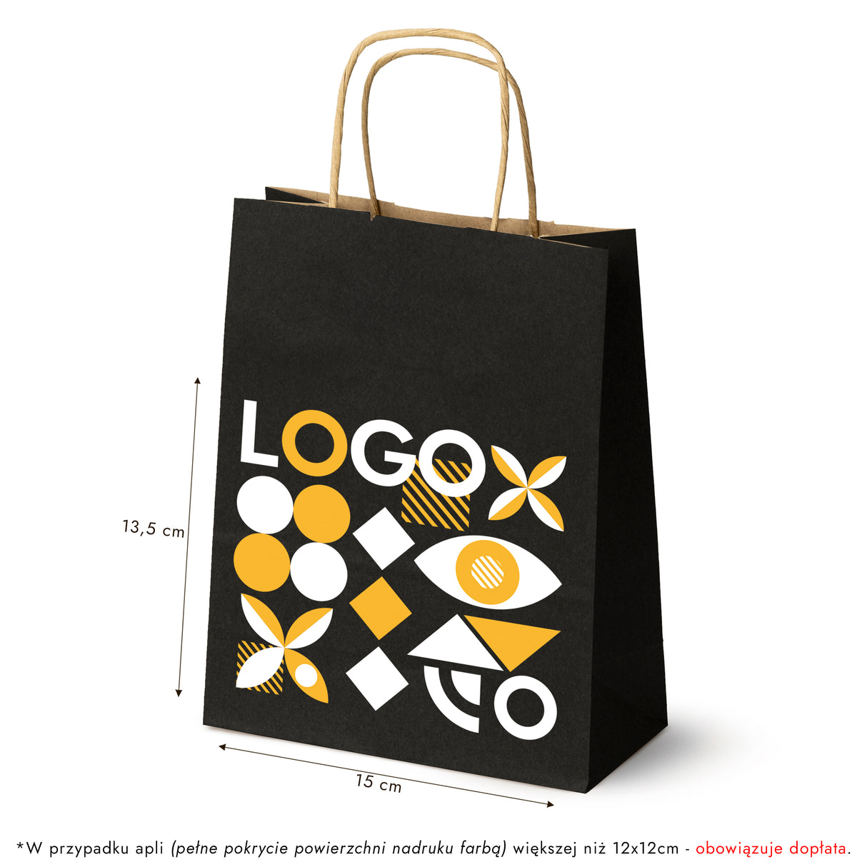 Torba papierowa 180x80x225mm z nadrukiem Czarna od 50 szt.