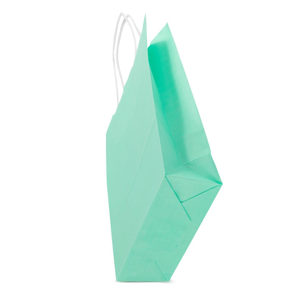 Torba papierowa z uchwytem skręcanym 180x80x225mm Zielona pastelowa
