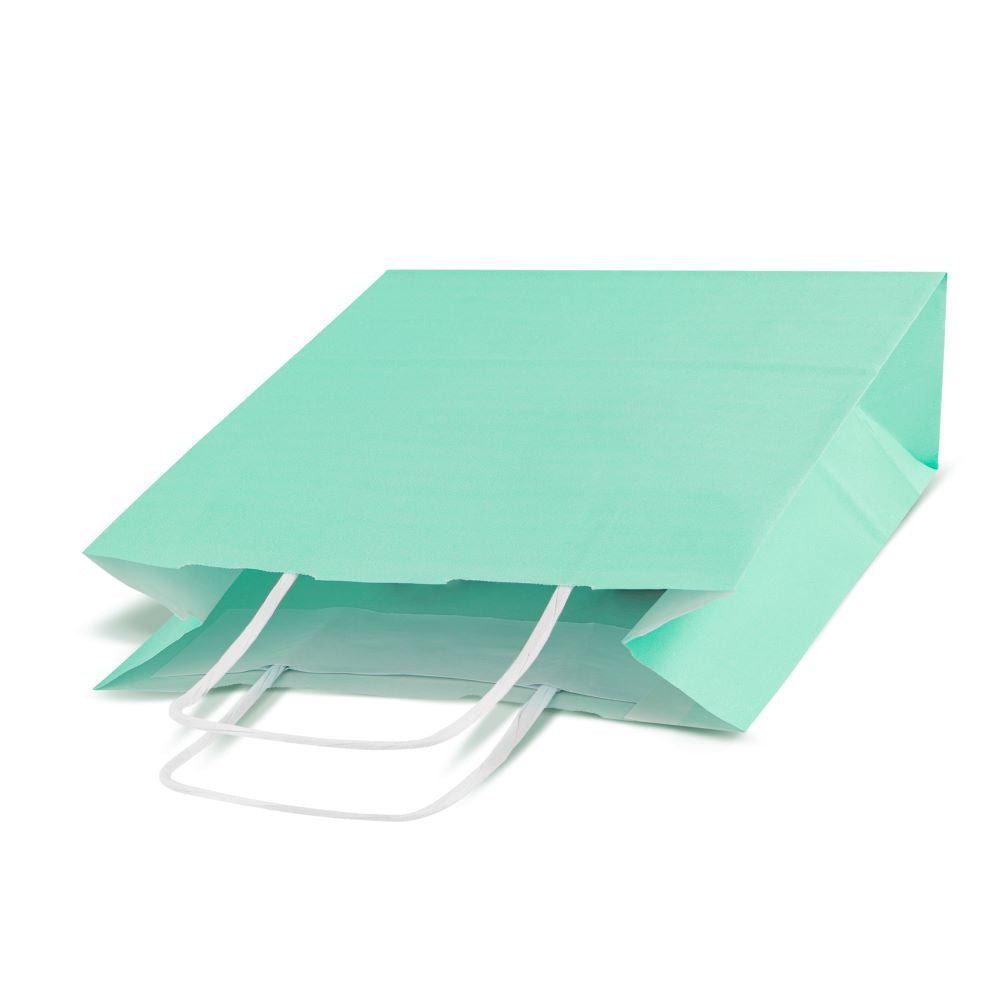 Torba papierowa z uchwytem skręcanym 180x80x225mm Zielona pastelowa