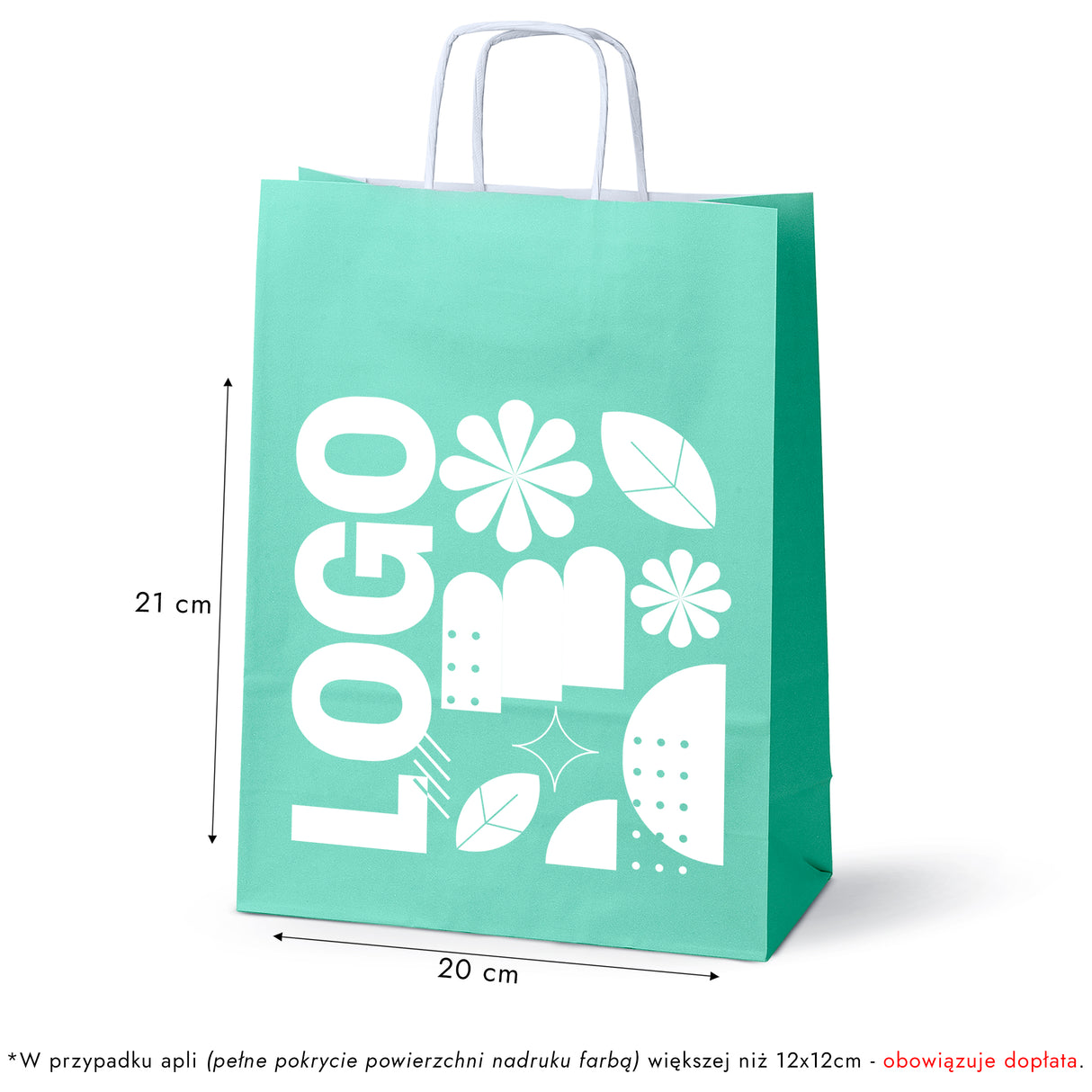 Torba papierowa 240x100x320mm z nadrukiem Zielona od 50 szt.