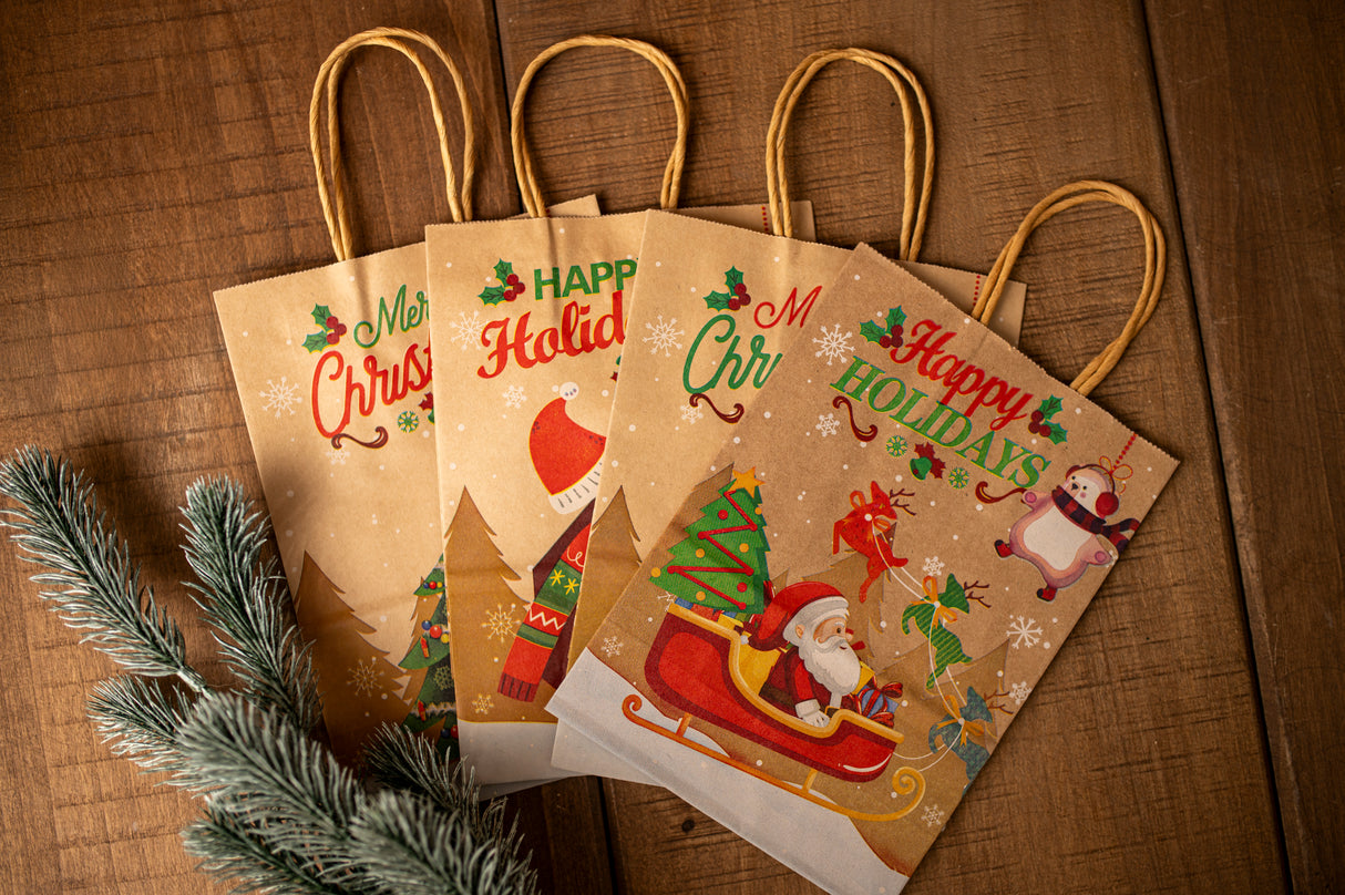 Torba papierowa świąteczna 260x120x330mm Happy Holidays 4szt.