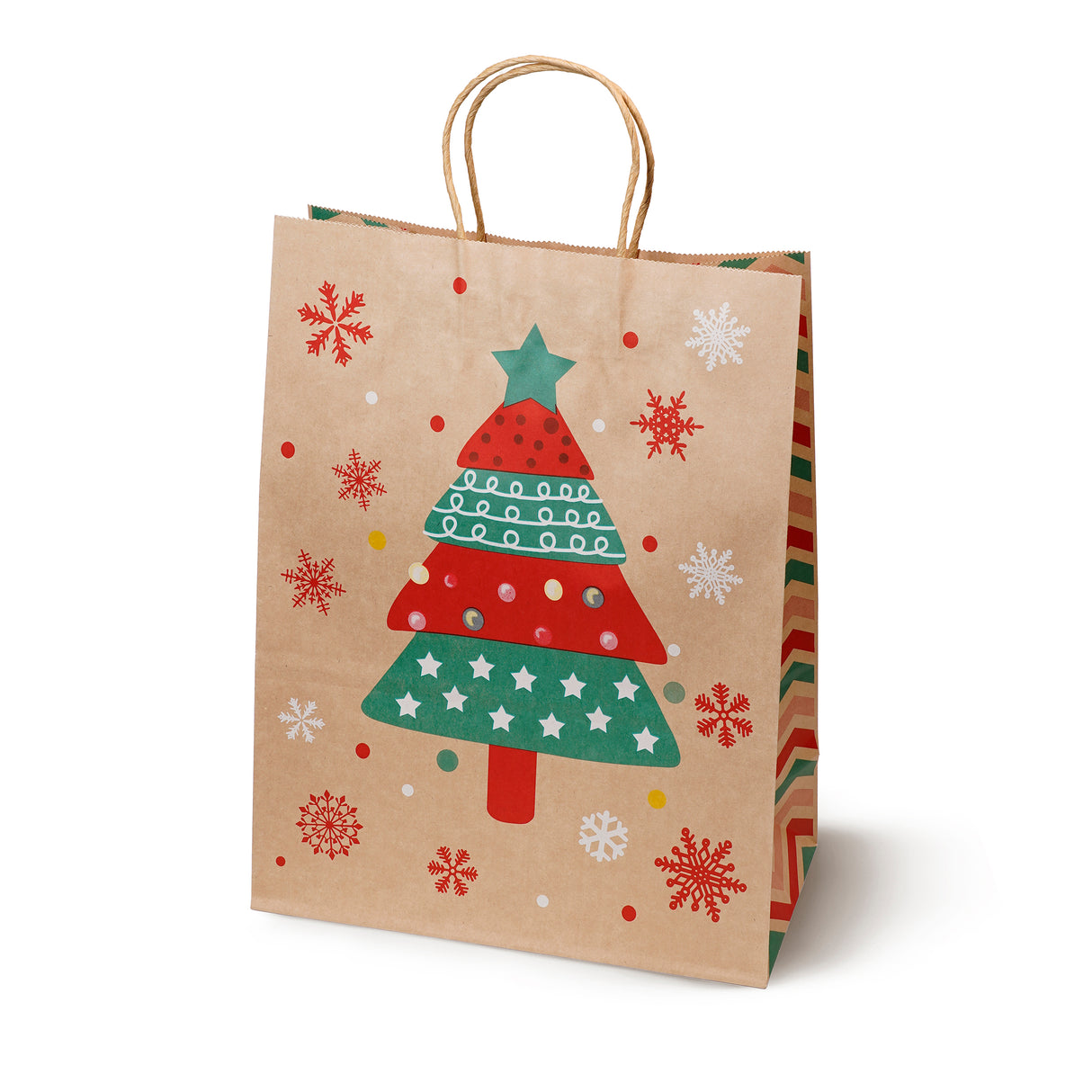 Torba papierowa świąteczna 210x110x270 mm Renifer Choinka Sanie Czapka 4szt.