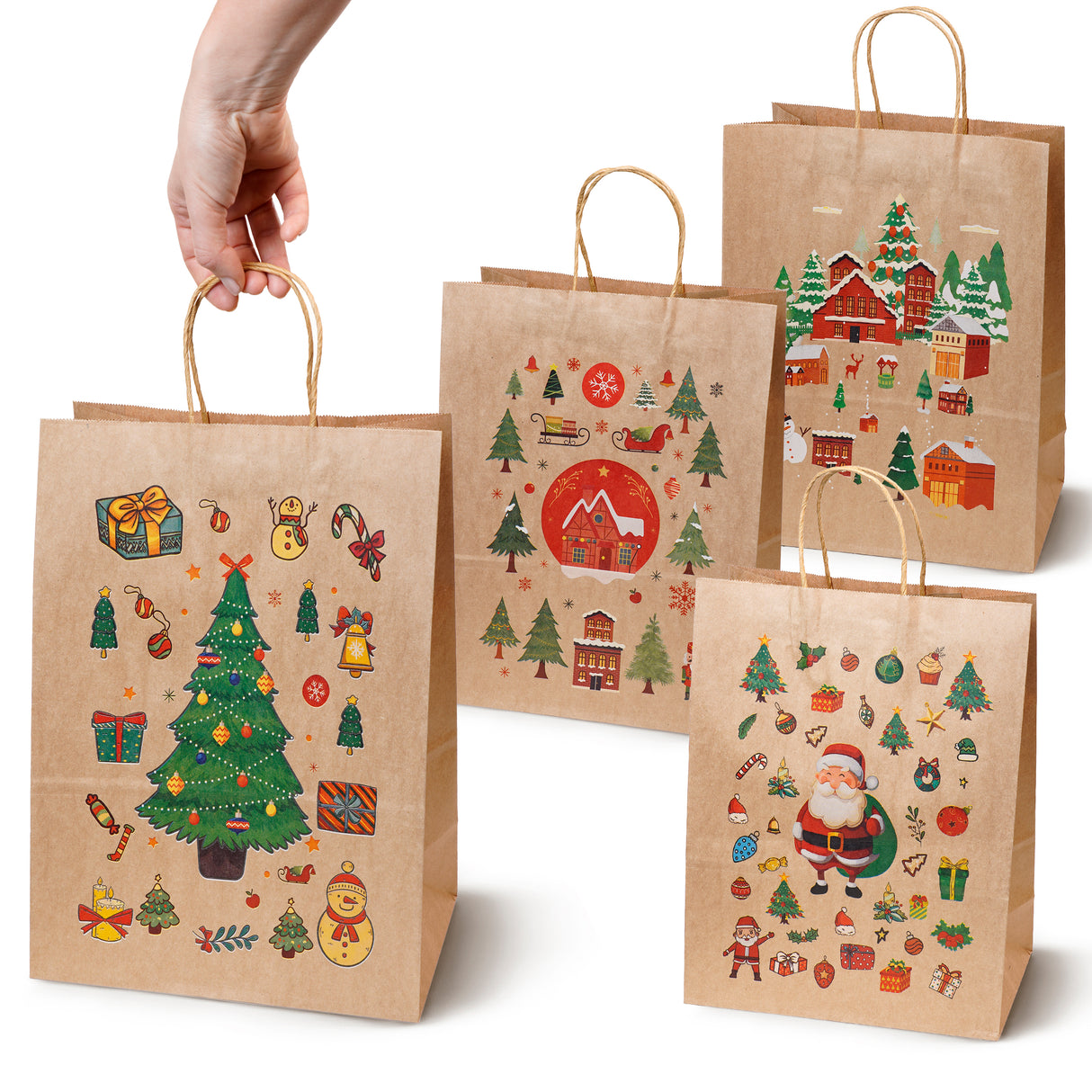 Torba papierowa świąteczna 260x120x330mm Boże Narodzenie 4szt.