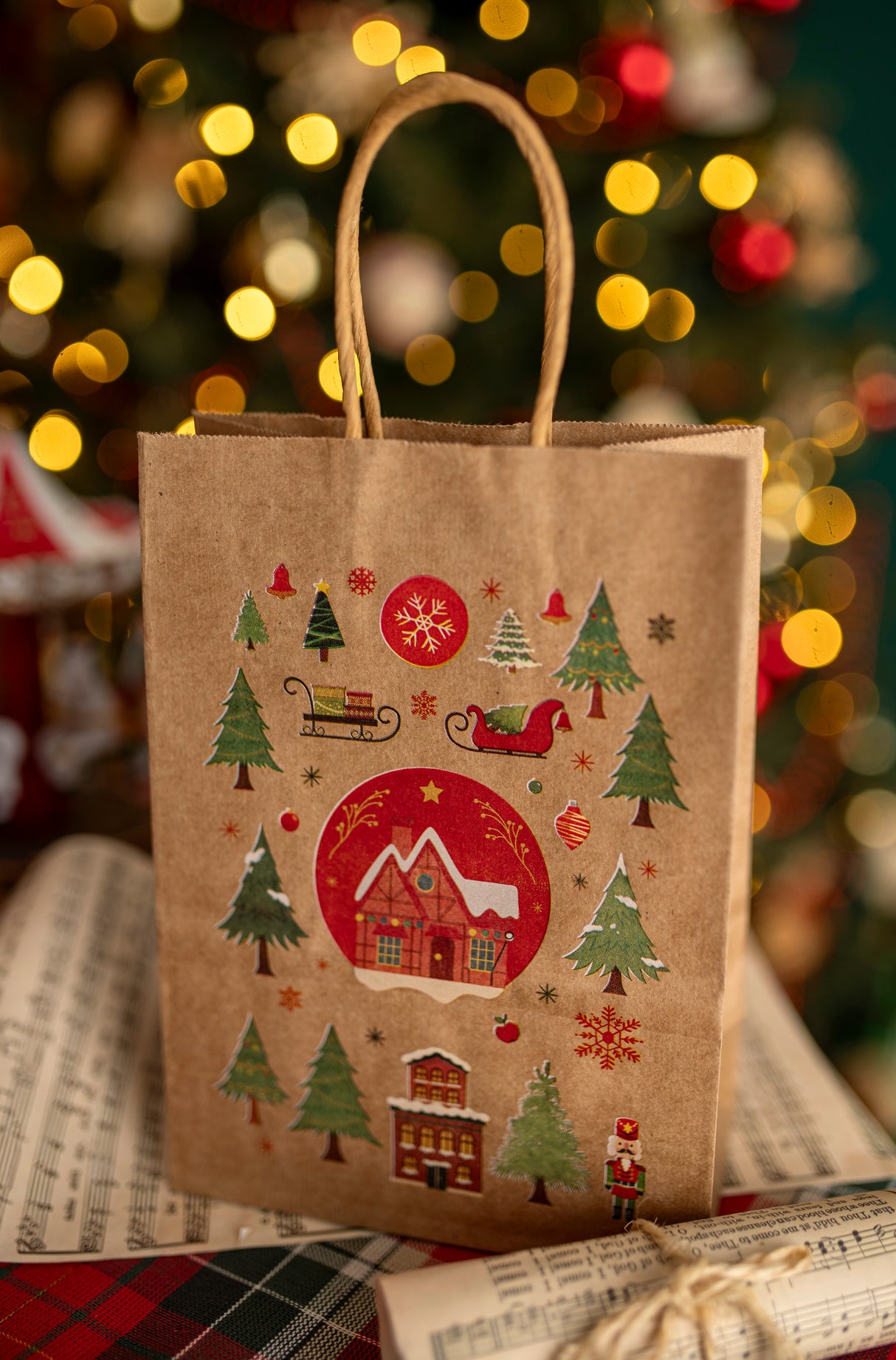 Torba papierowa świąteczna 150x80x210mm Boże Narodzenie 4szt.