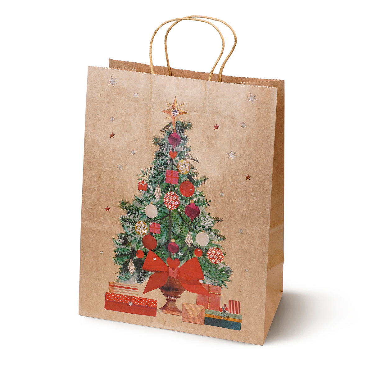 Torba papierowa świąteczna 260x120x330mm Skarpeta Choinka Dzwonek Prezenty 4szt.