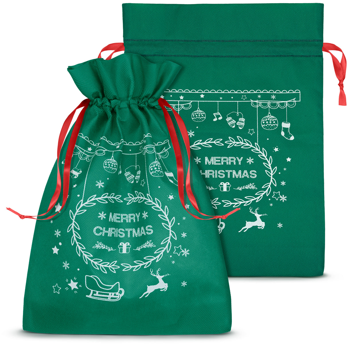 Woreczek świąteczny ZIELONY MERRY CHRISTMAS