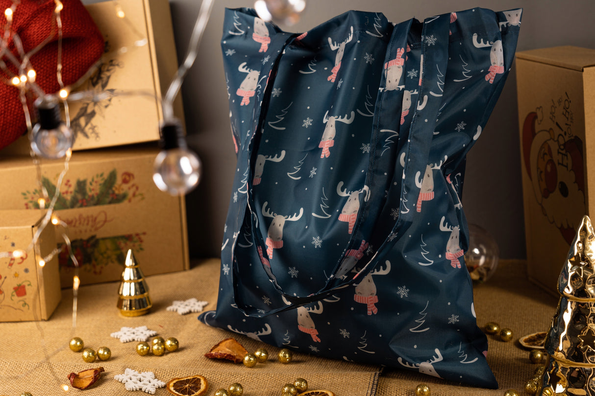 Torba materiałowa świąteczna 42x38cm RENIFERY