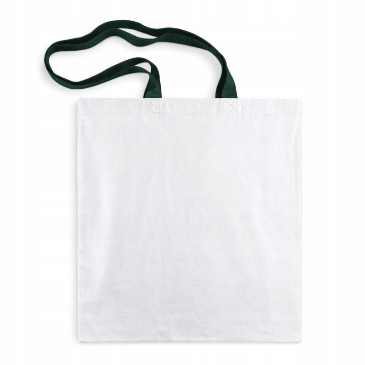 Torba Bawełniana 380x420mm Biała Uchwyt Zielony: 70cm