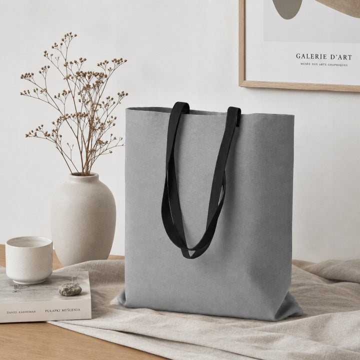 Torba Bawełniana 380x420mm Szara Uchwyt Czarny: 70cm