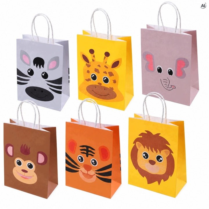Torba Papierowa z Uchwytem Skręcanym 150x80x210mm - Zwierzęta